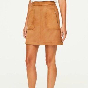 faux suede loft tan mini skirt with zipper pockets size 16